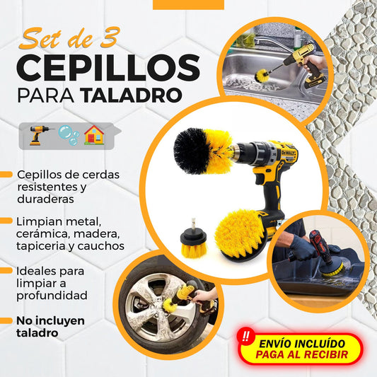 SET DE 3 CEPILLOS PARA TALADRO