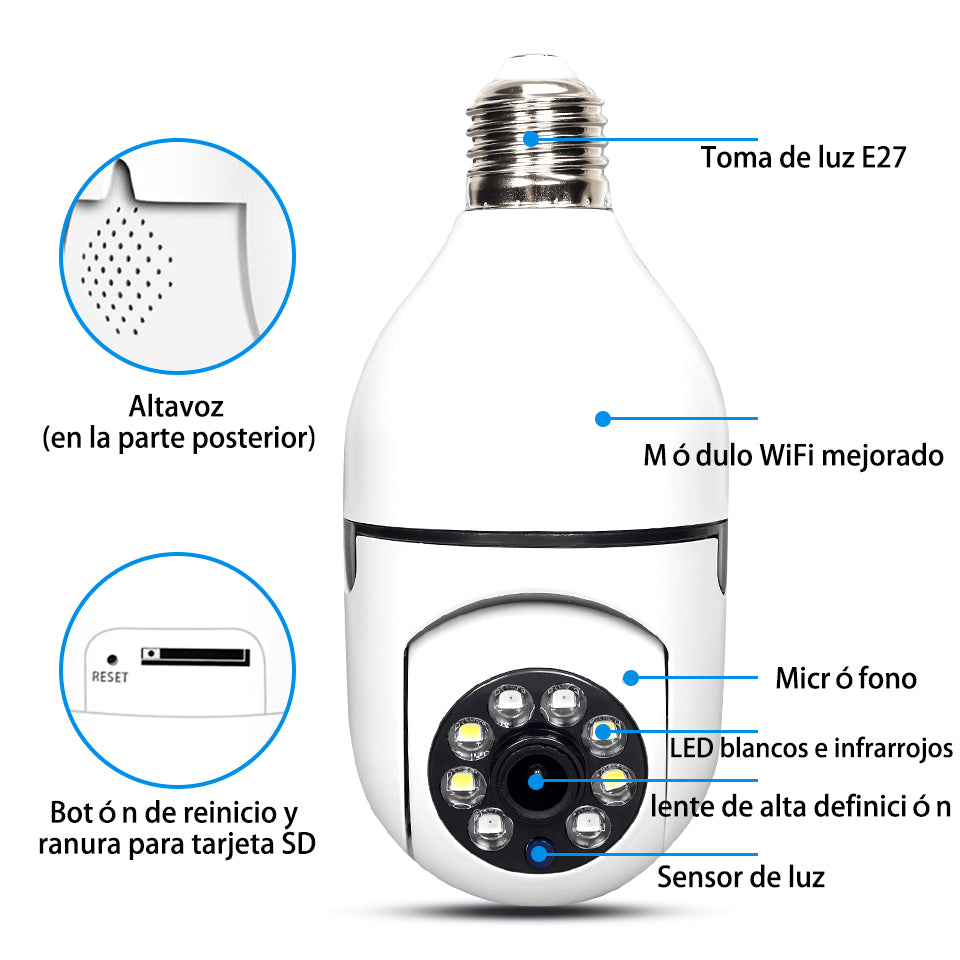 CAMARA BOMBILLA 360º +💡+ WIFI