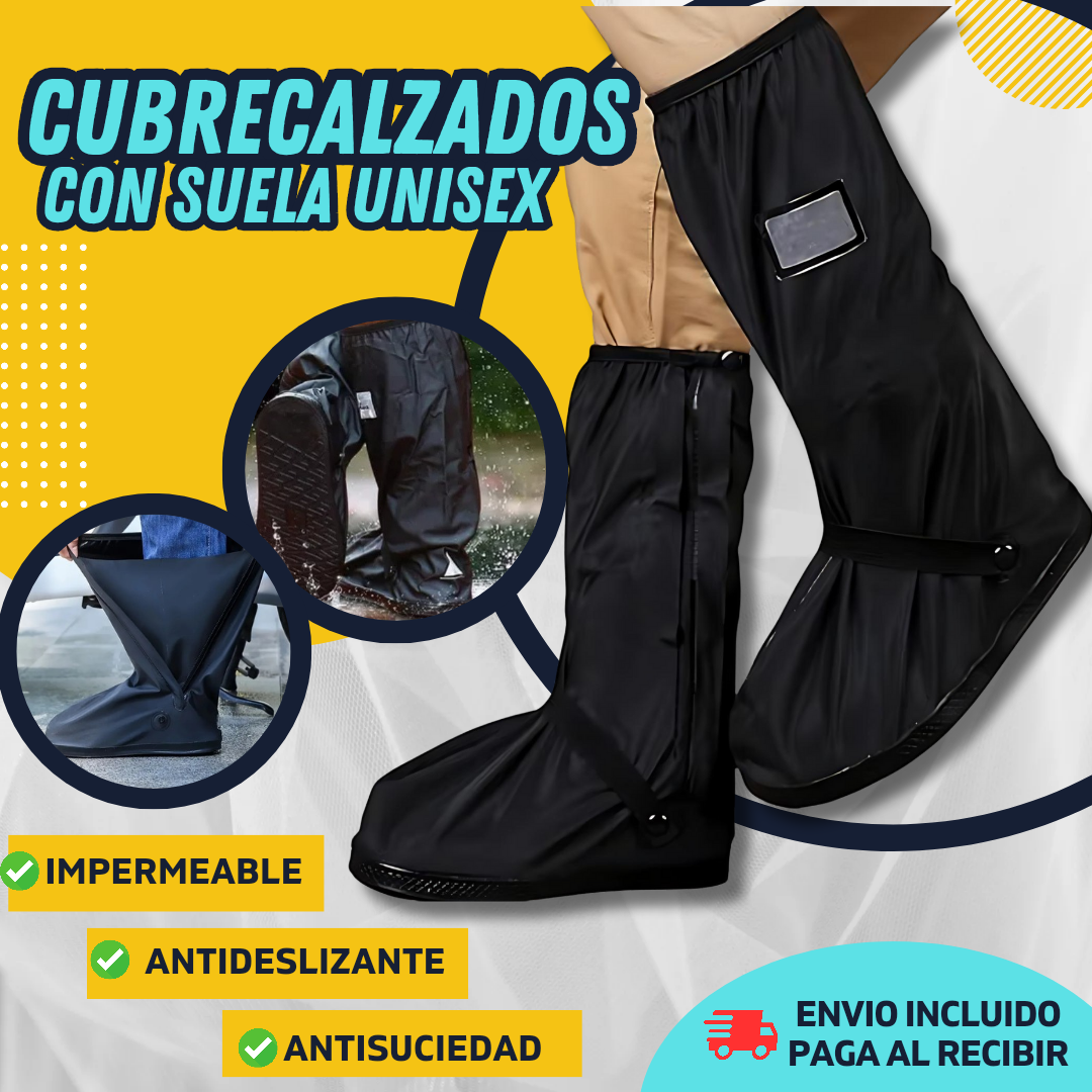 CUBRECALZADO IMPERMEABLE ☂ + SUELA ANTI-RESBALANTE👞 UNISEX ¡ADIÓS A PIES 👣 MOJADOS EN DÍAS LLUVIOSOS🌧!