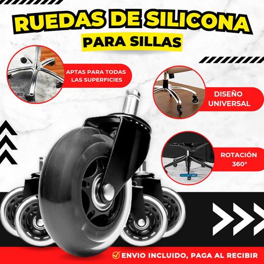 RUEDAS (5 UNDS) DE SILICONA PARA SILLA