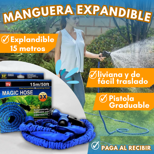 MANGUERA EXPANDIBLE 22,5 Metros + Pistola Graduable